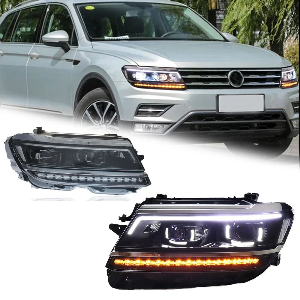 

Светодиодные фары для VW TIGUAN 17-21, новый стиль, полностью светодиодные DRL, автомобильные фары в сборе, аксессуары для сигнала, модифицированная лампа
