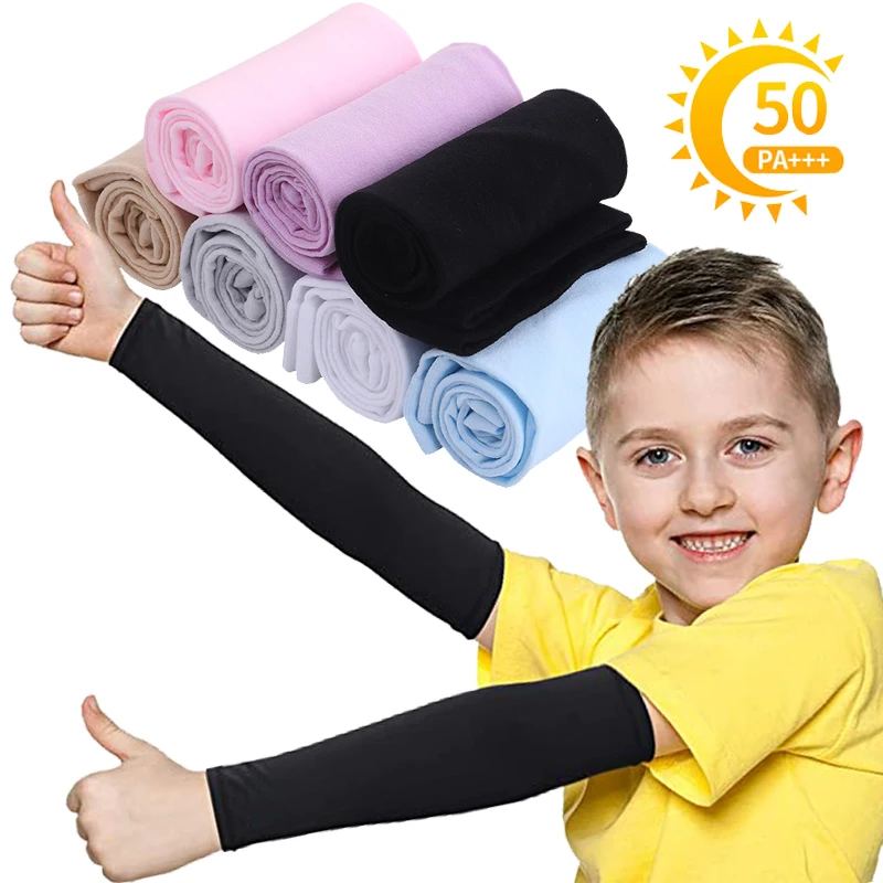 

Cool Sunscreen Sleeve Children Ice Silk Elastic Sleeves Summer Solid Color Anti-ultraviolet Outdoors Cycling Running Arm Warmer