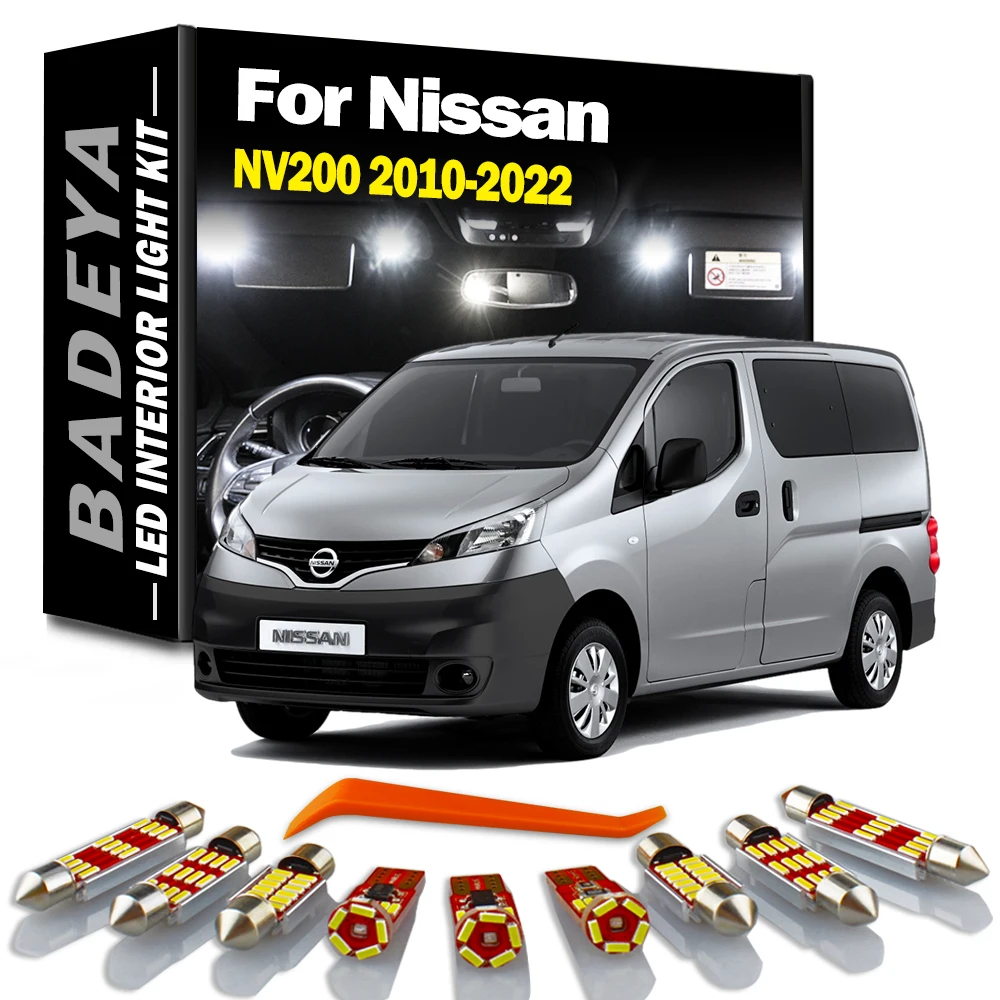 BADEYA 9Pcs Canbus LED Interior Map Dome Light Kit For Nissan NV200 2010 2011 2012- 2016 2017 2018 2019 2020 2021 2022 Car Lamp