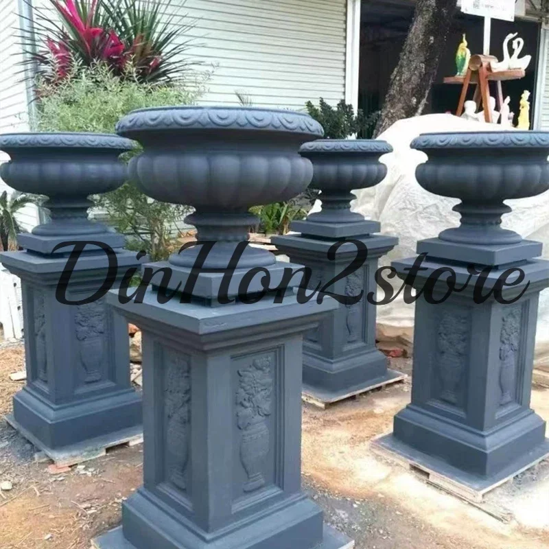 Round mold flower pot European thickened self-made cement grouting mold plastic steel bonsai mold