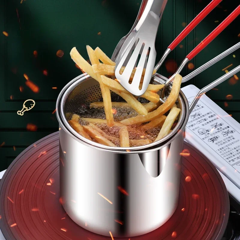 

1Pc Stainless Steel Deep Frying Pot Basket Multipurpose Cooker Milk Pot Soup Pot Kitchen Supplies Household Supplies