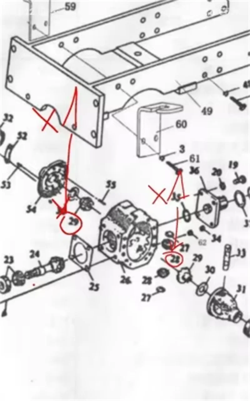 Front drive axle repair kit for Fengshou / Lenar LE254 Tractor with NJ385 Engine
