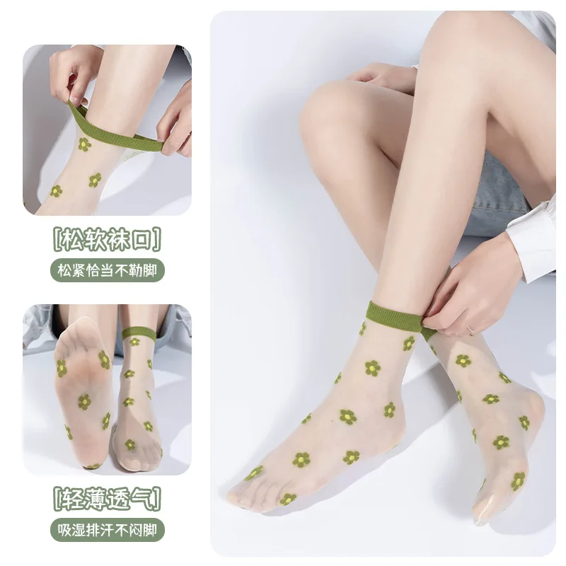 Child Cartoon crystal socks summer transparent embroidory boys girls wear-resistant socks cute ultra-thin baby kids kawaii sock