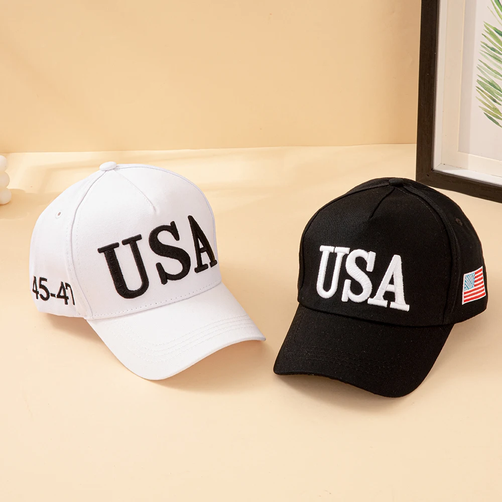 Modische USA-Buchstaben Bestickte Baseballkappe für Männer und Frauen Amerikanische Flagge Patch Verstellbare Patriotische Vatertagsmütze für Outdoor Casual Alltag – Detail 17