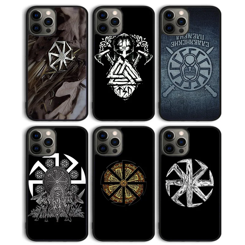 Kolovrat Slavic Symbol Phone Case Back Cover for iPhone 16 15 SE2020 14 13 11 12 Pro Max mini XS XR X PlusS Shell Coque