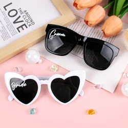 2pcs Bride groom Sunglasses Wedding Decoration Black White Heart Shaped Glasses Bachelorette Party Supplies Bridal Shower Favors