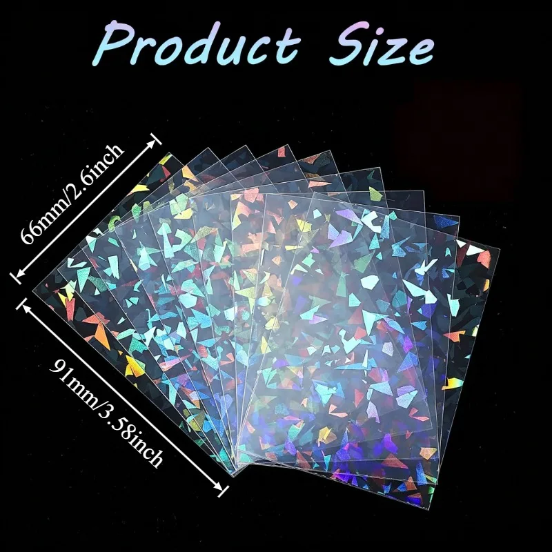 66x91mm Laser Hologram Card Sleeves Shatter Glass Pattern, Waterproof Clear Trading Card Protector for Collectible Gaming Cards view 6