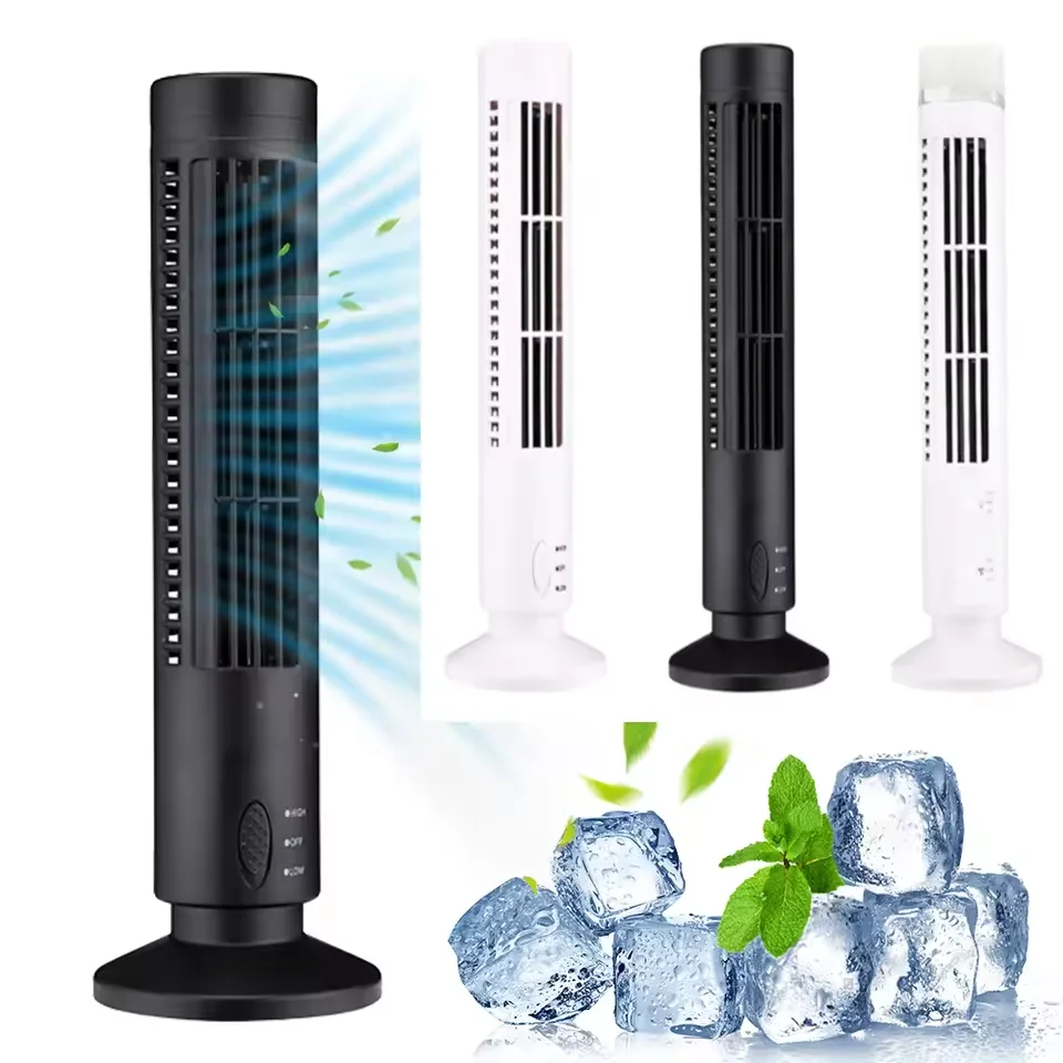 Ventilador de Torre USB LED Sem Hélices, Ventilador de Mesa Silencioso com Oscilação de 90 Graus, Ventilador Elétrico Portátil para Sala de Estar e Quarto