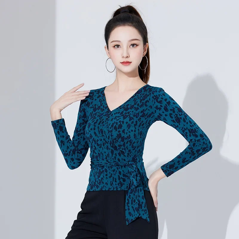 

Women National Standard Dance Latin 2024 New Sexy Mesh Top Women Spring Summer Ballroom Clothes for Women Exercise Clothing