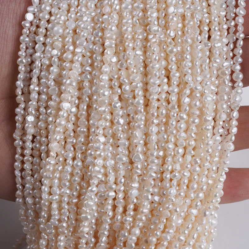 High quality small baroque 3-4mm double-sided  freshwater pearls strand