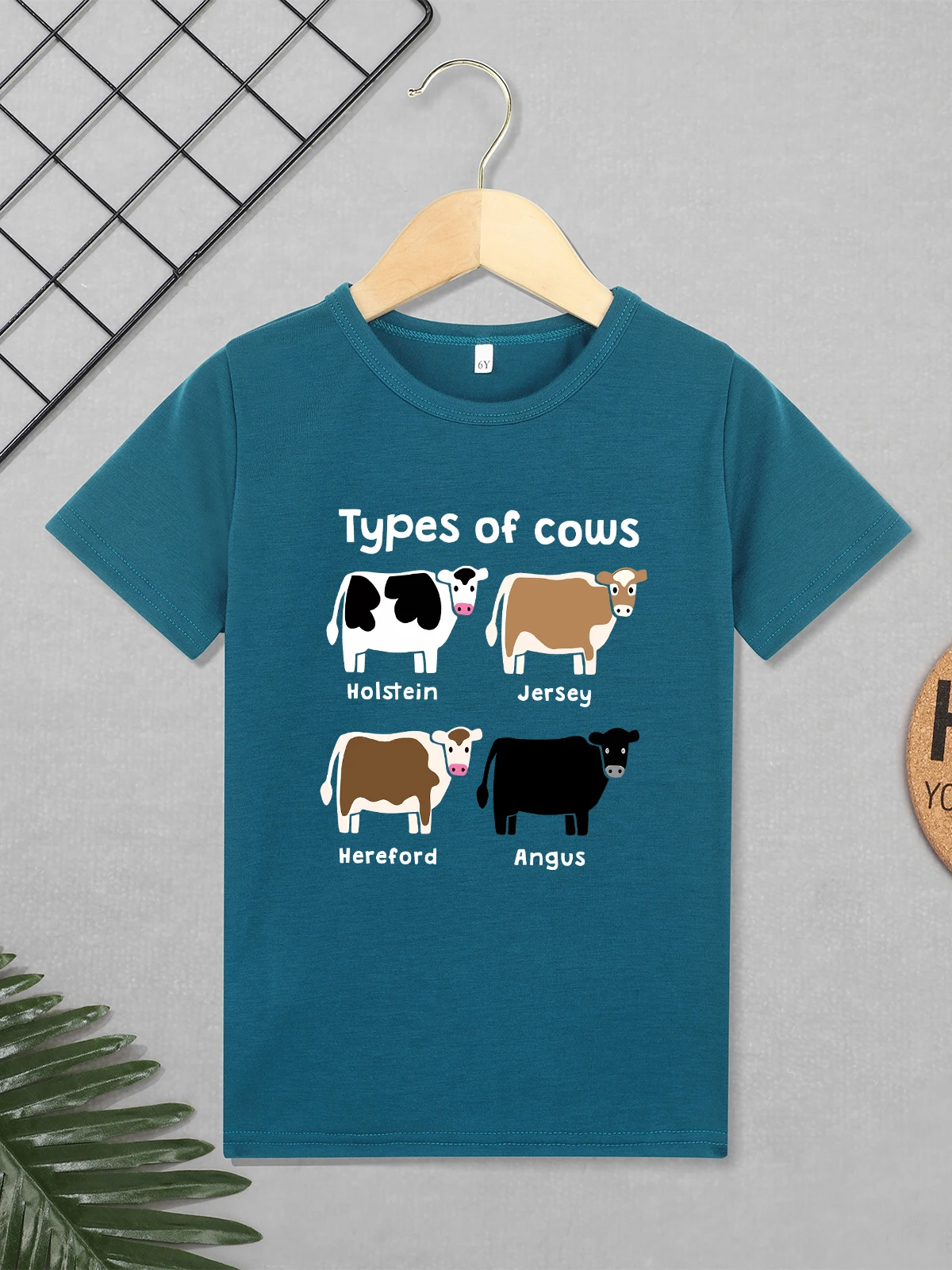 Cute Cows Print Summer Kids T Shirt Pasture Casual Comfortable Children T-shirt Blue Grey Pink Boy Girl Clothes 3 to 7 Years