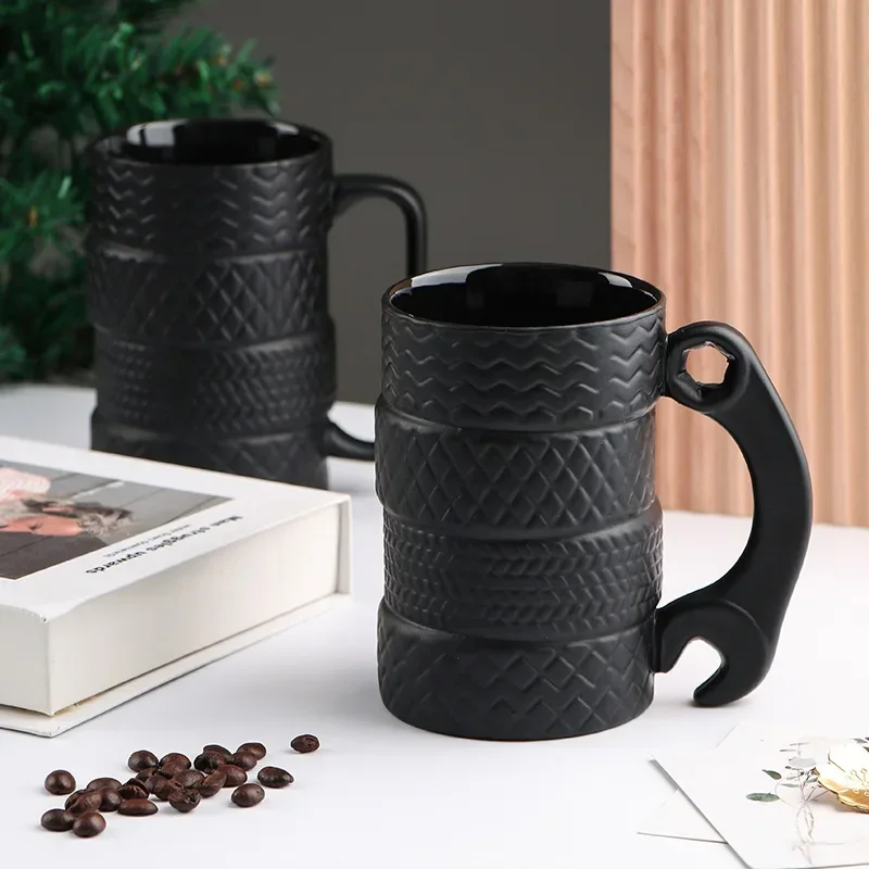 500ML Creative Cup Large Capacity Ceramic Novelty Mug Tire Shaped Cup Office Home Coffee Mug Breakfast Cup