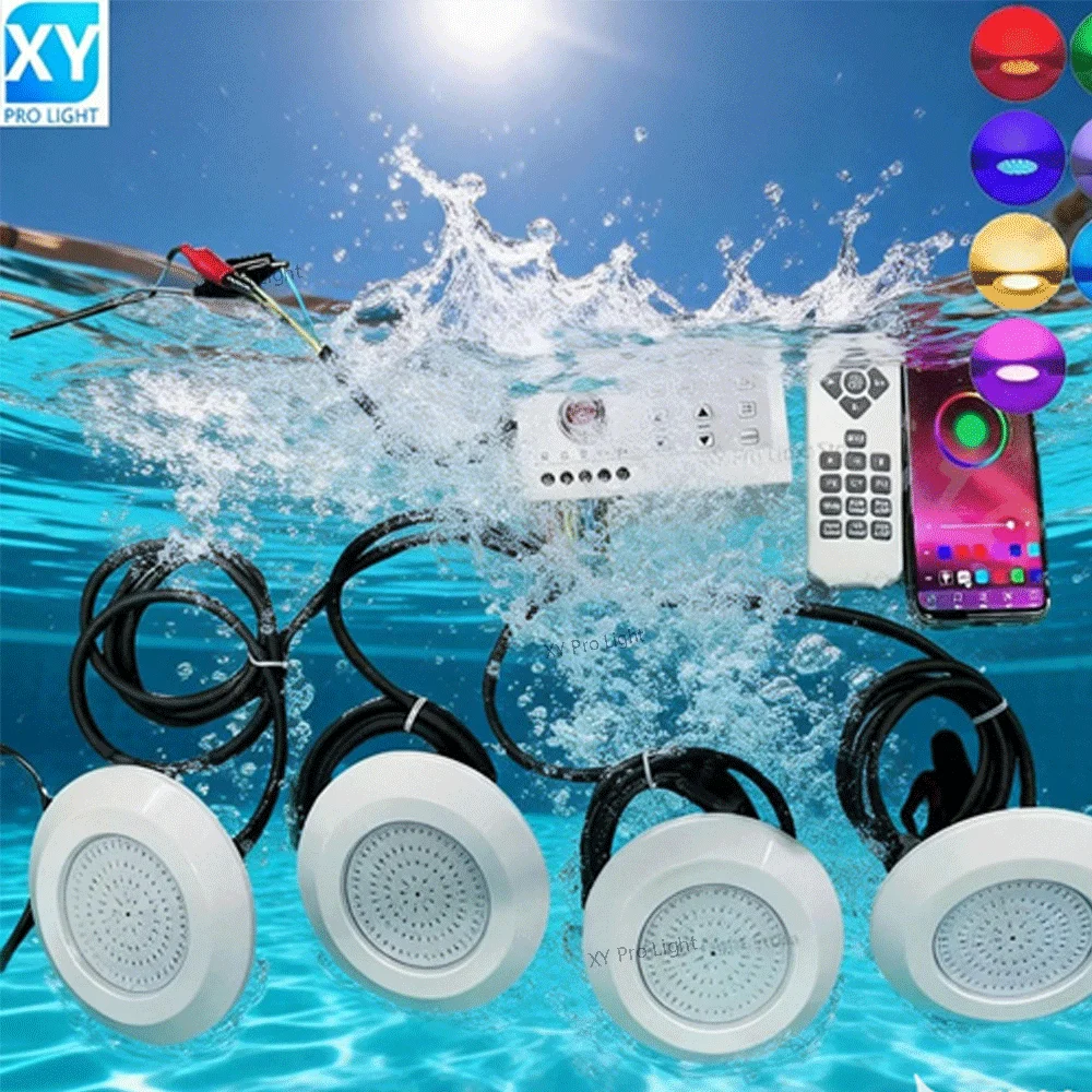 

Светодиодный RGB-светильник для бассейна 12 Вт с управлением через Bluetooth-приложение, водонепроницаемый, 12 В постоянного тока, подводные прожекторы для фонтанов, ландшафта, бассейнов - осветительные приборы