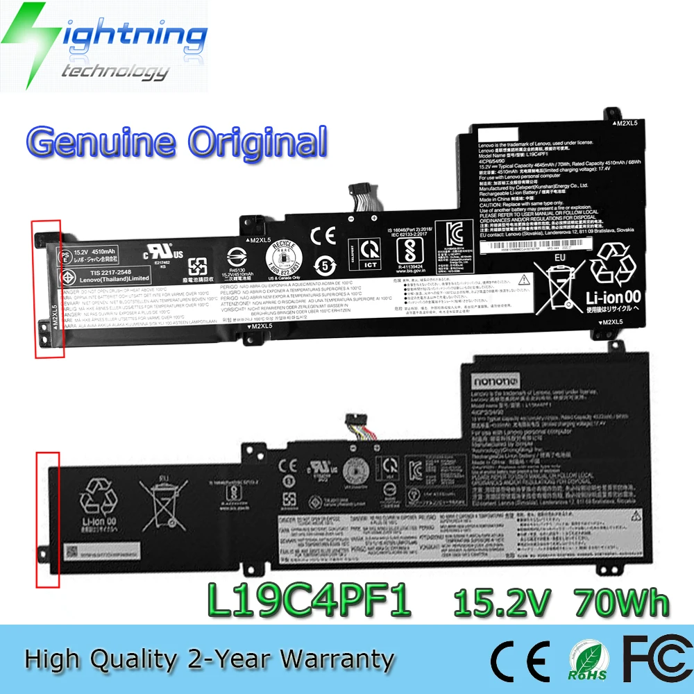 New Genuine Original L19C4PF1 15.2V 70Wh Laptop Battery for Lenovo Ideapad 5-15IIL05 Xiaoxin 15 2020 L19L4PF1 L19M4PF1