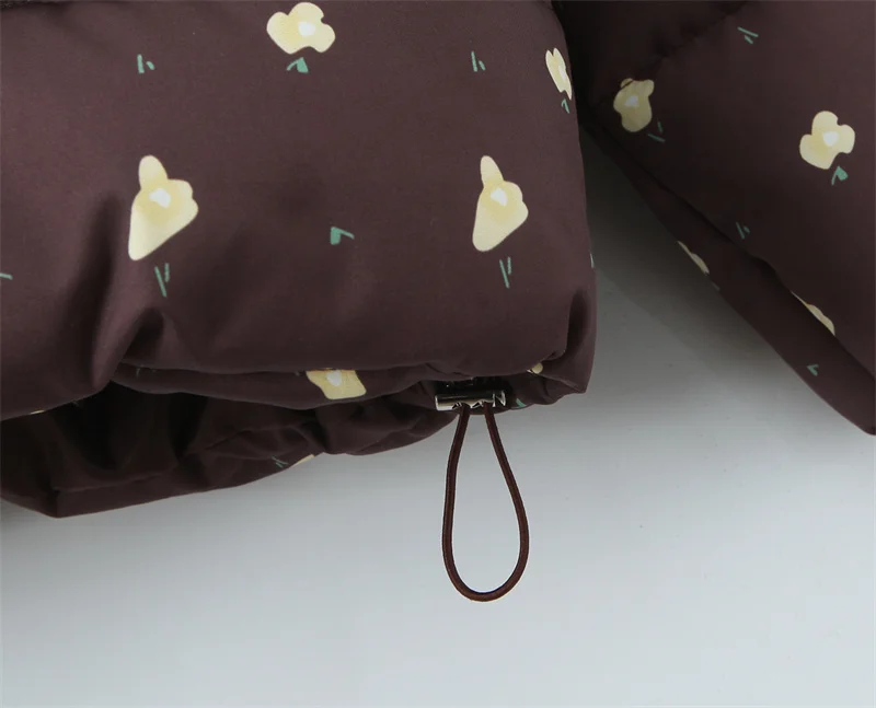 سترة نسائية جديدة بغطاء للرأس سترة قطنية مطبوعة بلون القهوة للخريف والشتاء معطف دافئ مقاوم للرياح في الهواء الطلق #6