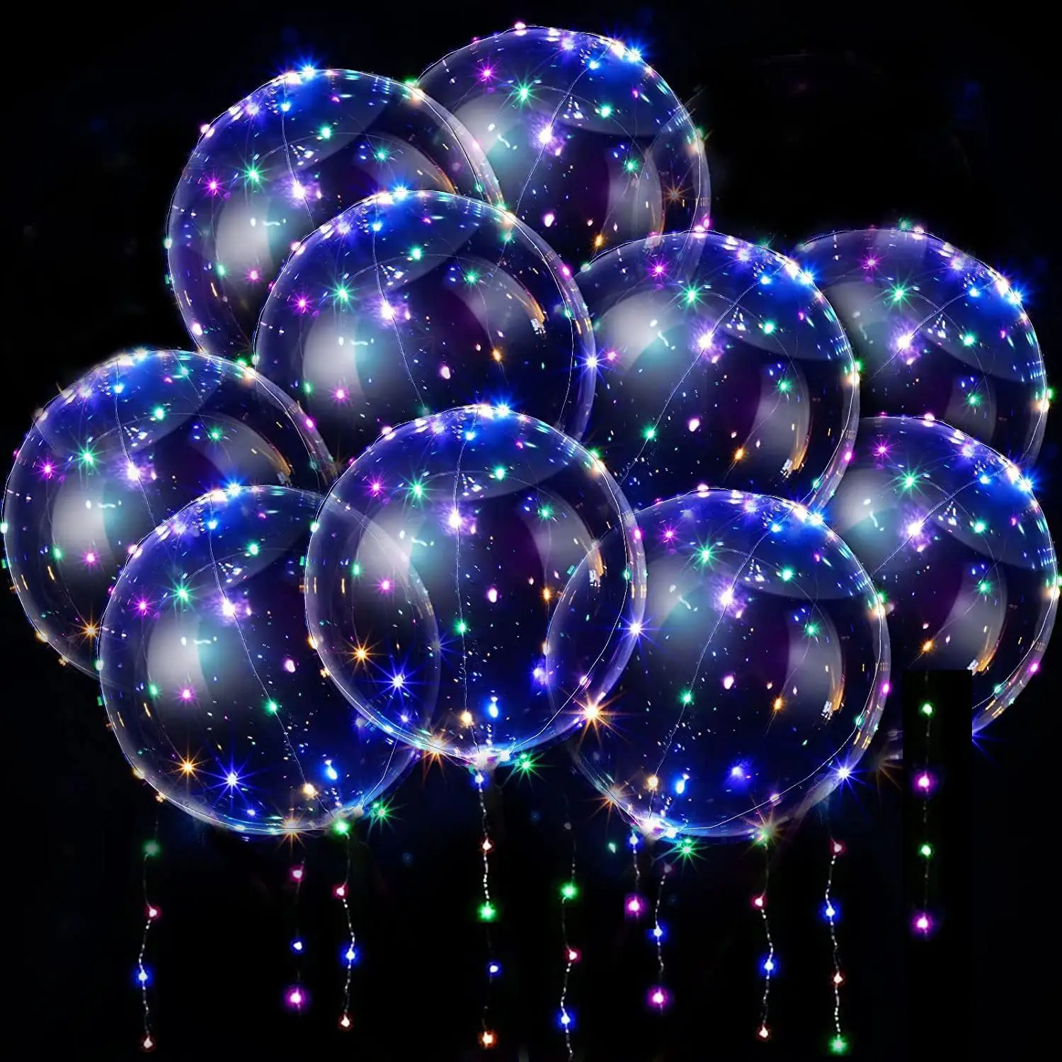 Cross-Mirror 10-pack luminous balloons Internet celebrity floating in the air Bobo balloons LED battery box lantern wave balls