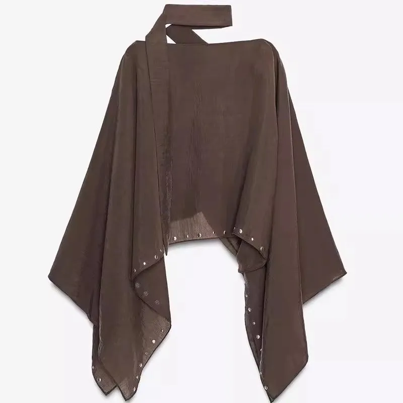 

Faionable Rivet Women's Scarf Cowl Ne Drape Summer New Arrival Ele Sle Polyester Fiber A-Line Sve Regular Length