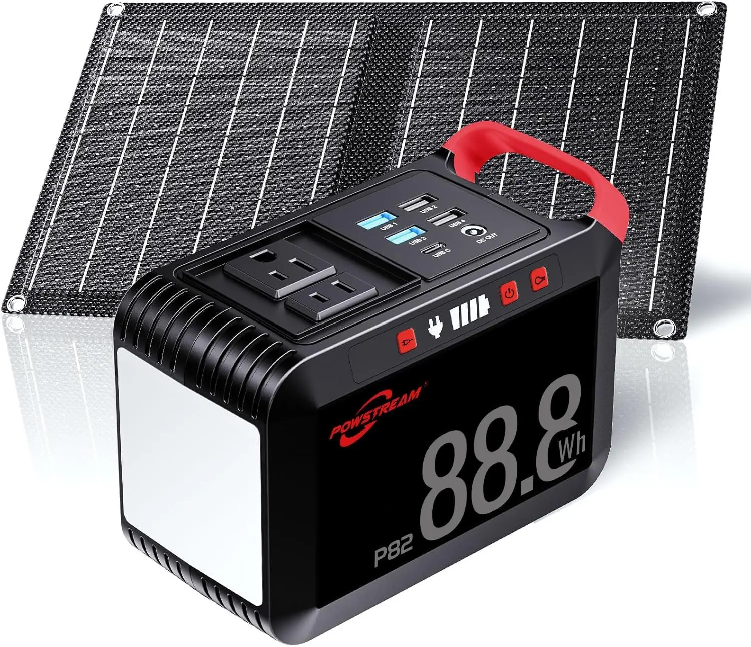 

Portable Solar Generator 88.8Wh with AC Output & 21W Panel for Camping, iPhone, Outdoor Adventures