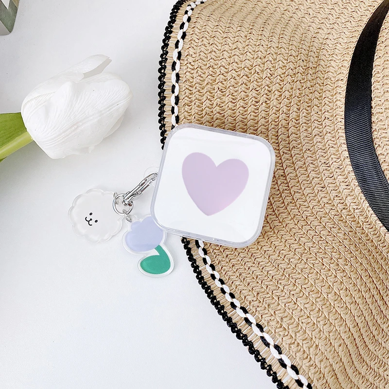 ل QCY T13 حالة لطيف الحب سماعة غطاء مع المفاتيح لينة واضحة غطاء وقائي ل qcy t13 TWS علبة صندوق الهاتف