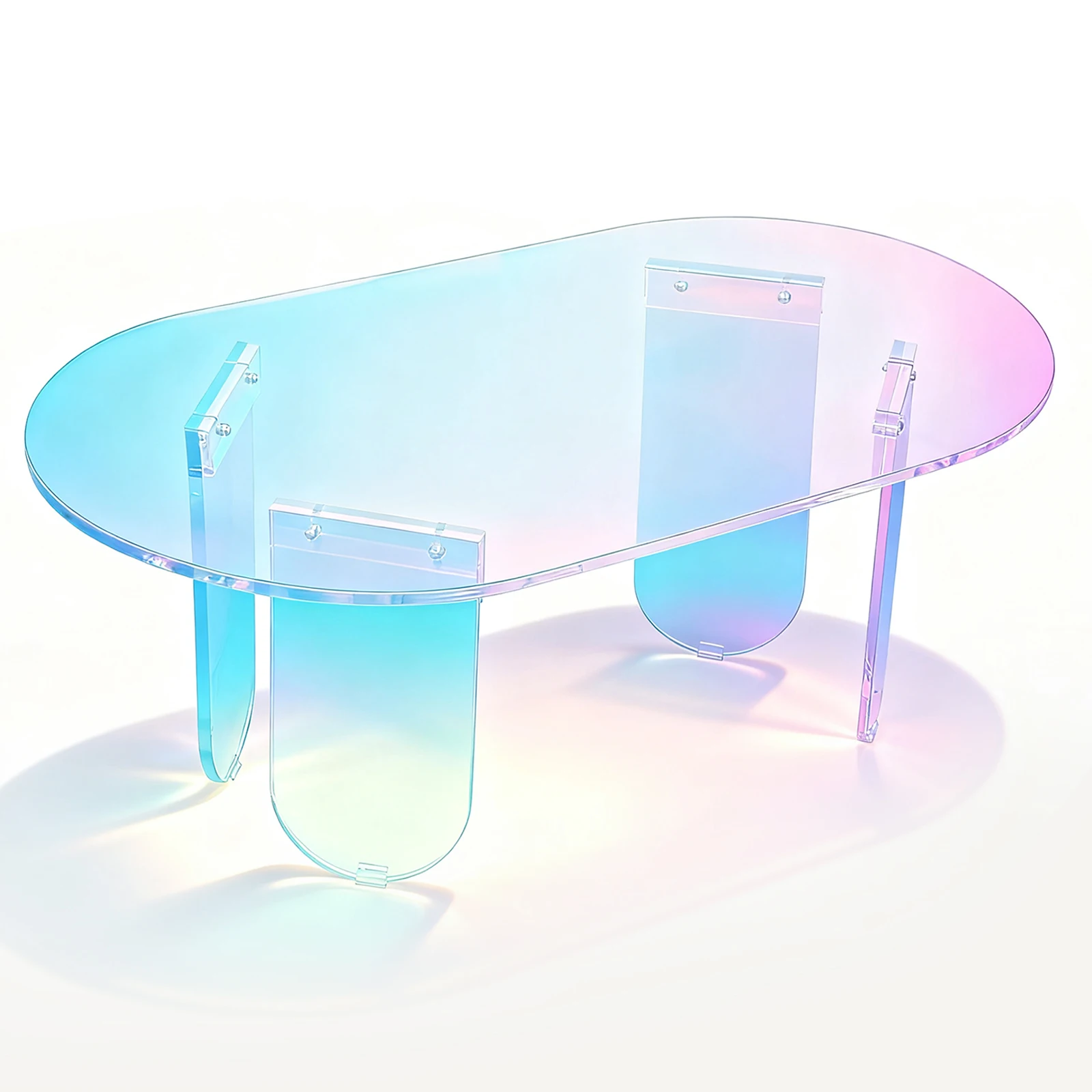 Round Square Acrylic End Table Easy Assemble Modern Chic Desk Iridescent Clear Coffee Table Transparent Art Home Decor Furniture