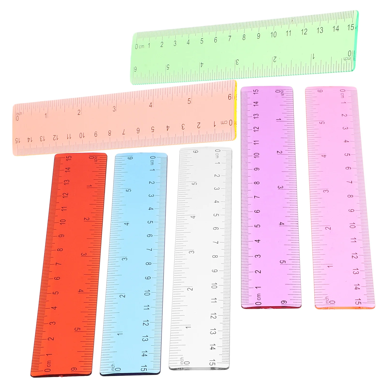 14Pcs Colorful Transparent Straight Ruler Set Precision Measuring Tool for School Office Art Applications