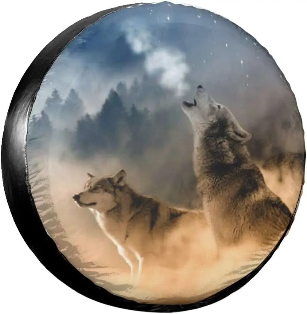 

Wolf Print Spare Tire Cover Waterproof Universal Wheel Cover Dust-Proof Tire Wheel Protector 14-17inch Wheel Cover Tire Cover