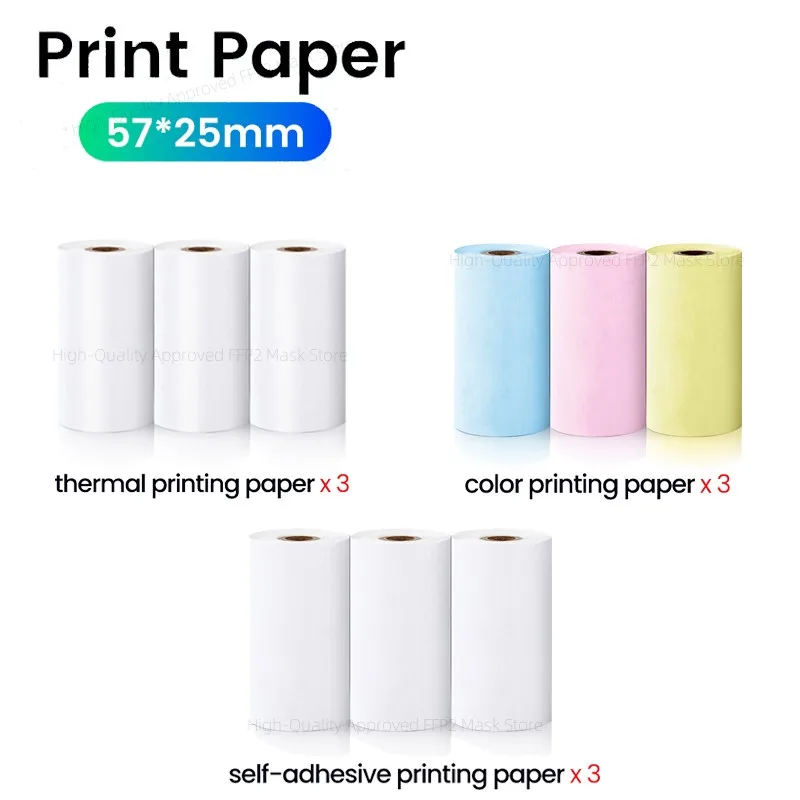 Mini Printer Paper Thermal Paper Label Sticker Color Adhesive Self-adhesive Paper For Wireless Bluetooth Photo Inkless Printer