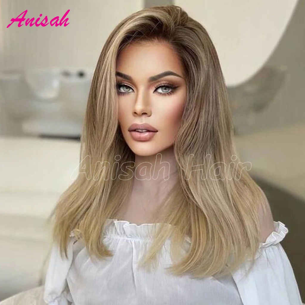 

Blonde Highlight Human Hair Lace Front Wig Preplucked Straight Hd Transparent Lace Frontal Wig Blonde Lace Front Human Hair Wigs