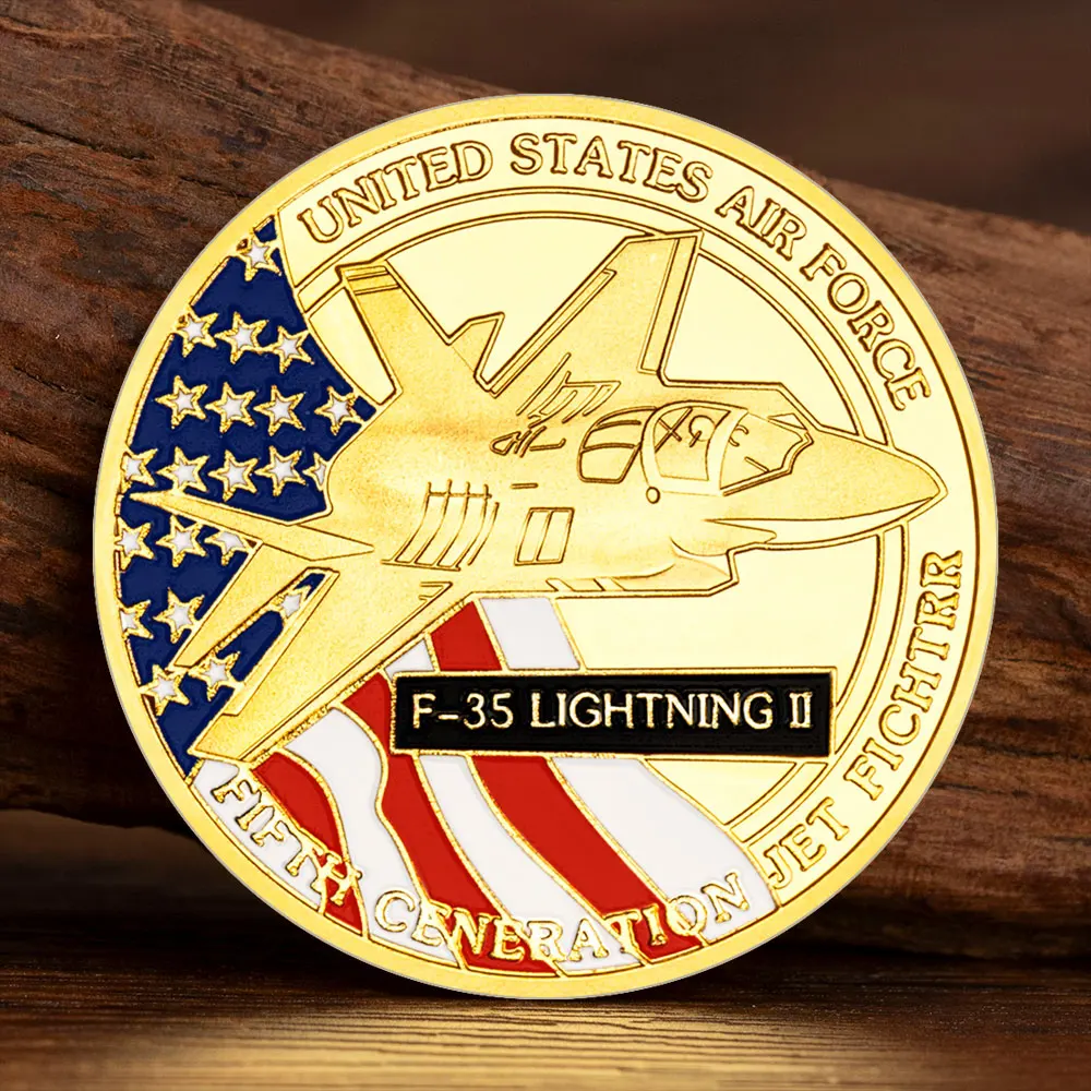الطائرات المقاتلة الأمريكية العملات العسكرية سلاح الجو F-35 البرق المقاتلة العملات التذكارية التحدي عملة ديكور المنزل #1