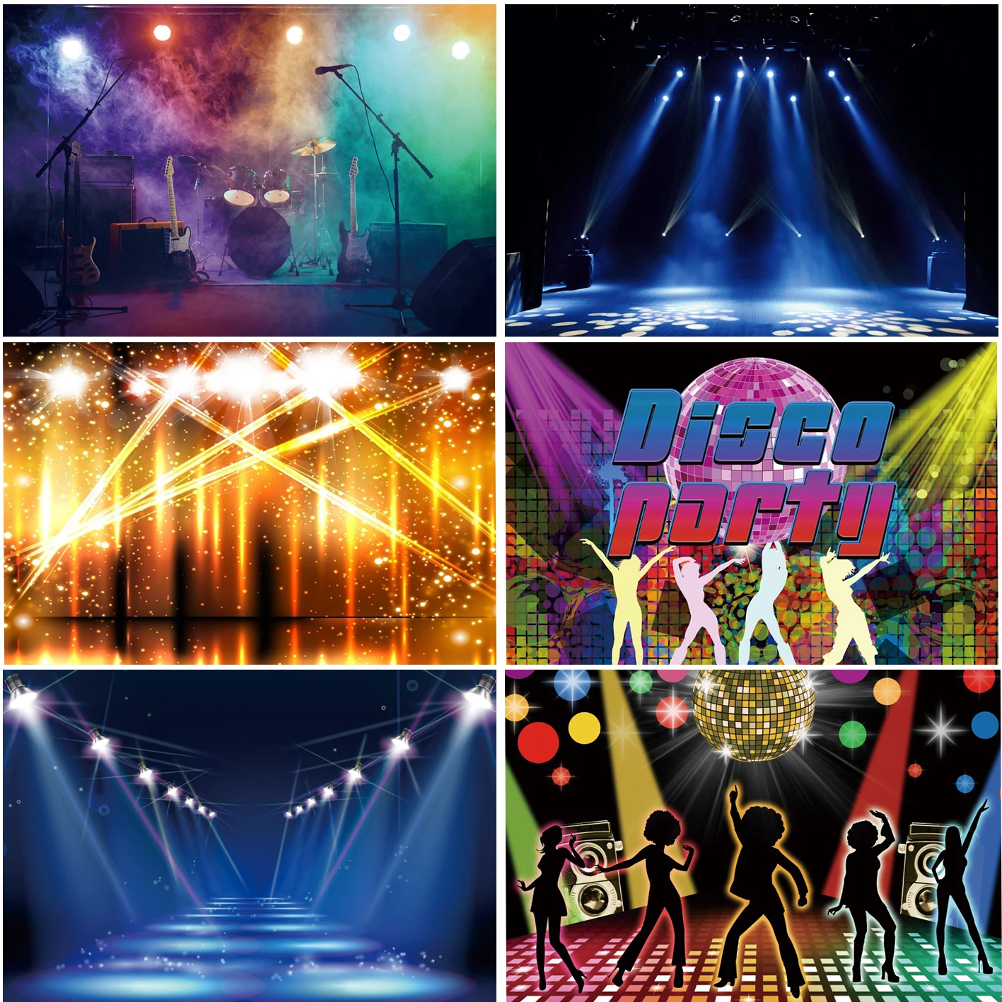 Music House Show Spotlight Stage Shiny Bokeh Background For Birthday Disco Party Decor Photography Photocall Studio Backdrops