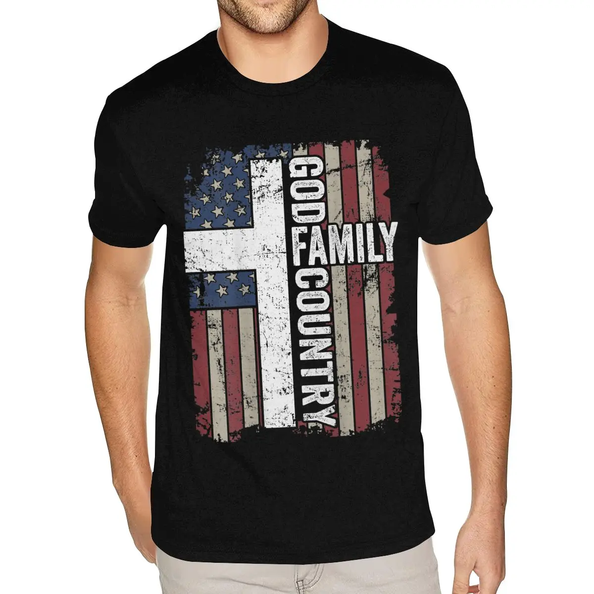 

Футболки God Family Country Patriotic Christian Cross США, мужские футболки большого размера с фото аниме