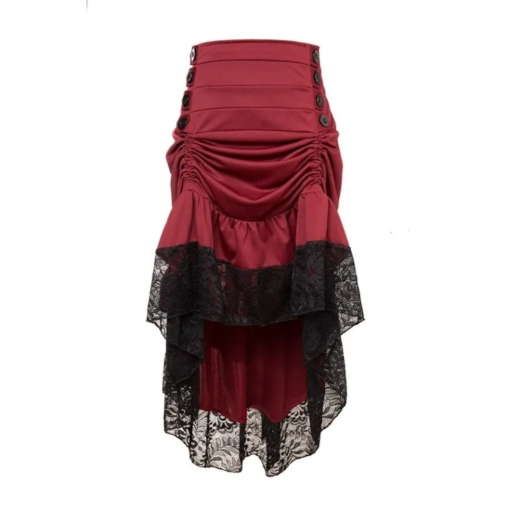 

Элегантная кружевная юбка в стиле панк в стиле пэчворк для женщин Y2k Облегающие юбки неправильной формы с рюшами модные простые женские юбки средней длины