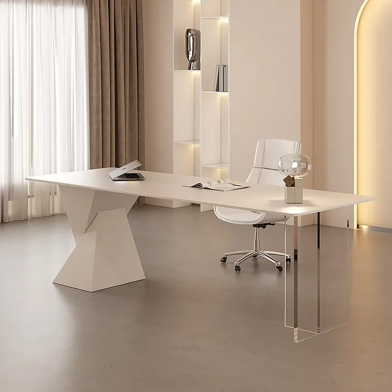 Cream style slate desk minimalist home writing desk white high-end beauty salon negotiation table and chair combination