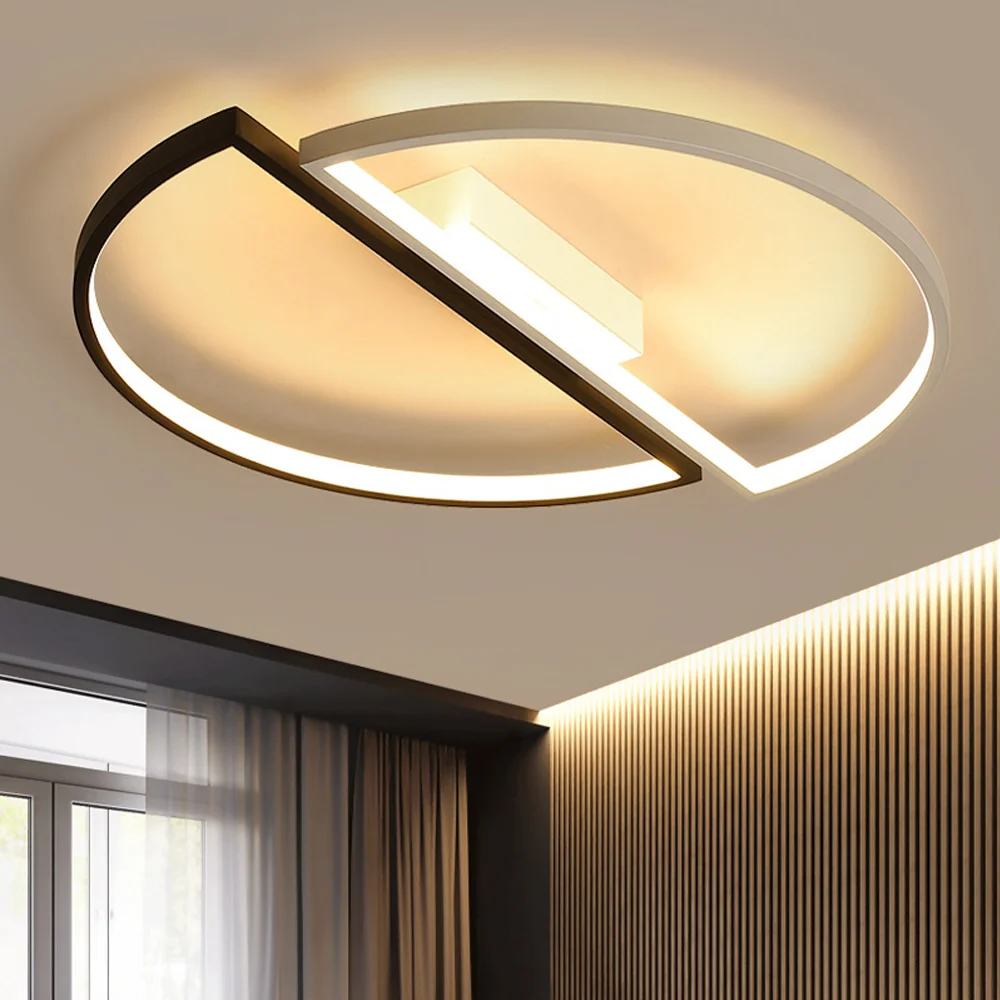 

42W 52W Modern LED Ceiling Lights Nordic Simple Semicircle Ceiling Lamp AC85-265V Led Lights Fixture for Living Room Home Decor