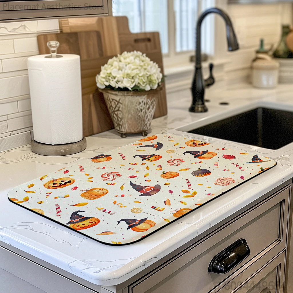 Coffee Cup Drying Mat Candy Hat Leaves Non-slip Absorbent Mat Diatoms Tableware Kitchen Counter Drain Mat Coffee Bar Drain Mats