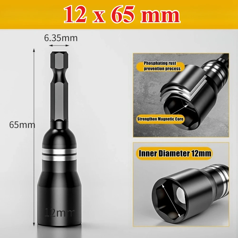 10/7/6 stücke Hex Magnetische Steckschlüssel Buchse Elektrische Bohrer Werkzeug Zubehör Auto Reparatur Werkzeug Auswirkungen Verlängerung Buchse Adapter – Detail 7
