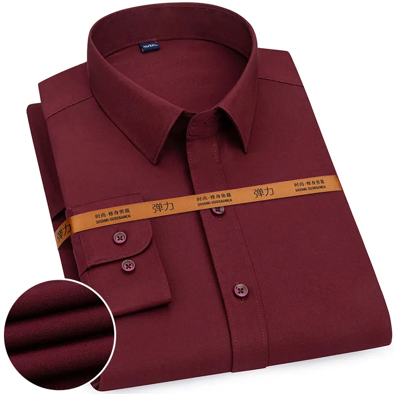 2024 new solid color non-ironing professional formal wrinkle-resistant men\'s long-sleeved business casual social shirt