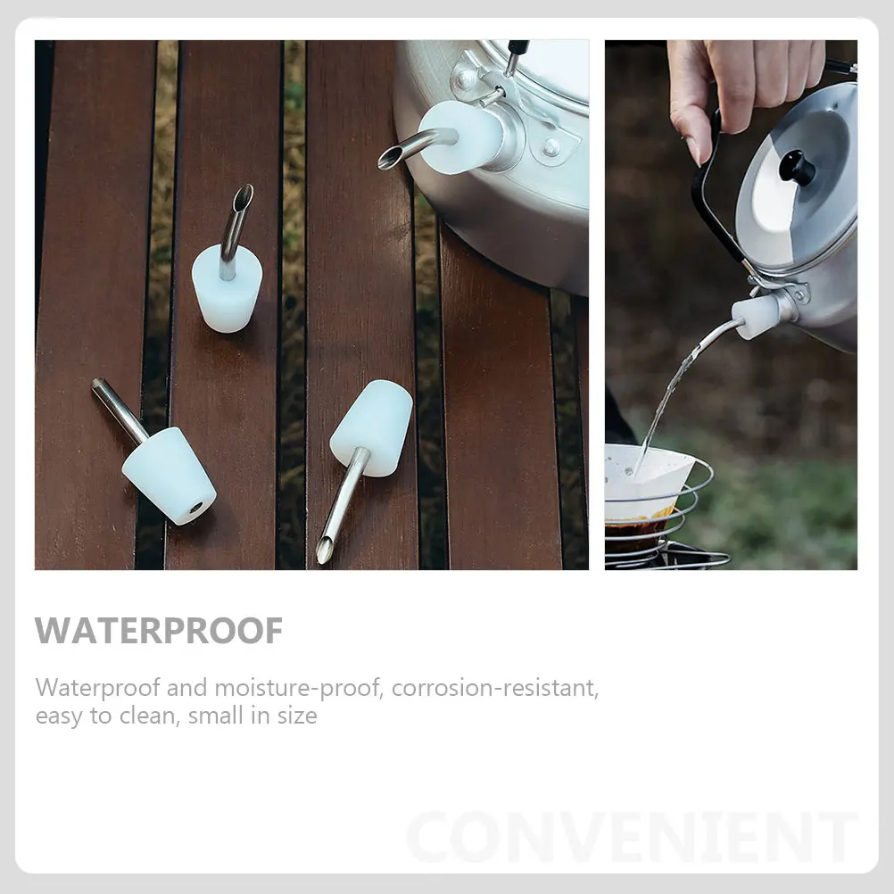 

2pcs Camping Spout Filter Stainless Steel Silicone Long Extension Outdoor Kettle Pourer Durable Kettle Accessories