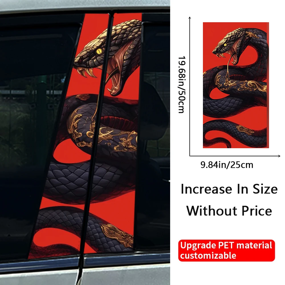 Black Viper Car B Pillar Waterproof Auto Stickers Center Column Decoration Cover Scratches DIY Sunscreen Decals car accessories
