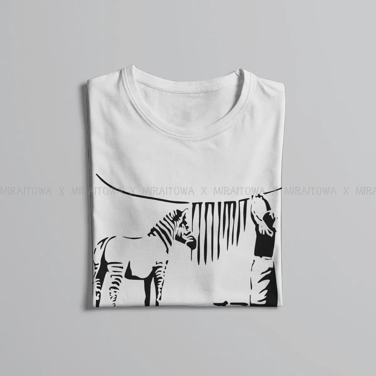 Banksy Wall Graffiti Zebra T Shirt Graphic Men\'s Tees Summer Cotton Tops Harajuku O-Neck TShirt