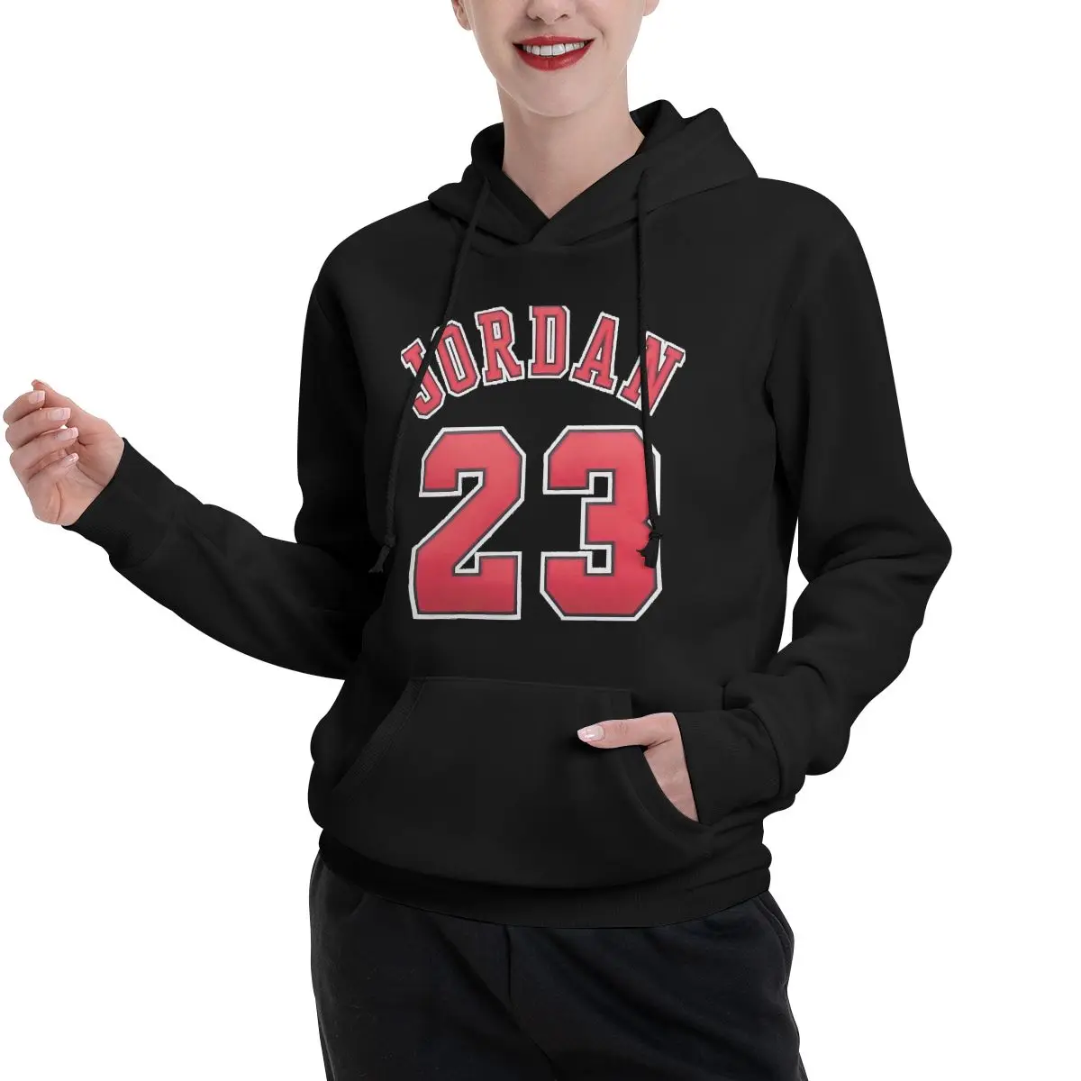 Flying Michaeler And Jordans Chicago 23 Stars Bulls Couples Plus Velvet Hooded Sweater Casual Graphic Hooded rope pullover