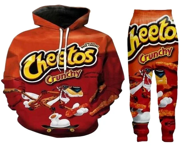 New Men/Women Cheetos Puffs 3D Printed Tracksuits Long Sleeve Fashion Sweatshirt Hoodies + Sport Long Pants