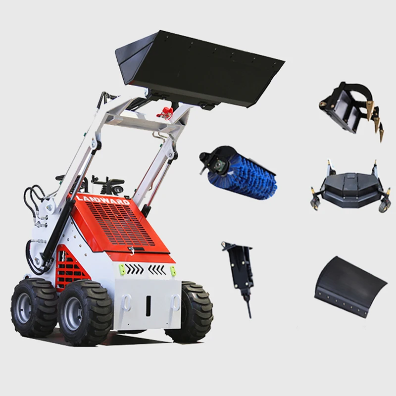 4WD Stand-On Small Skid Loader Farm Use Efficient Loading Transport Vehicle Hydraulic Crawler Mini Skid Steer Loader Customized