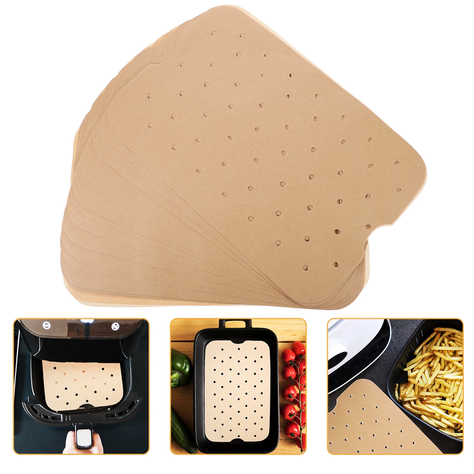 

Disposable Baking Paper Perforated Oil Proof Parchment Sheets For Airfryer Basket Fries Chicken Cooking