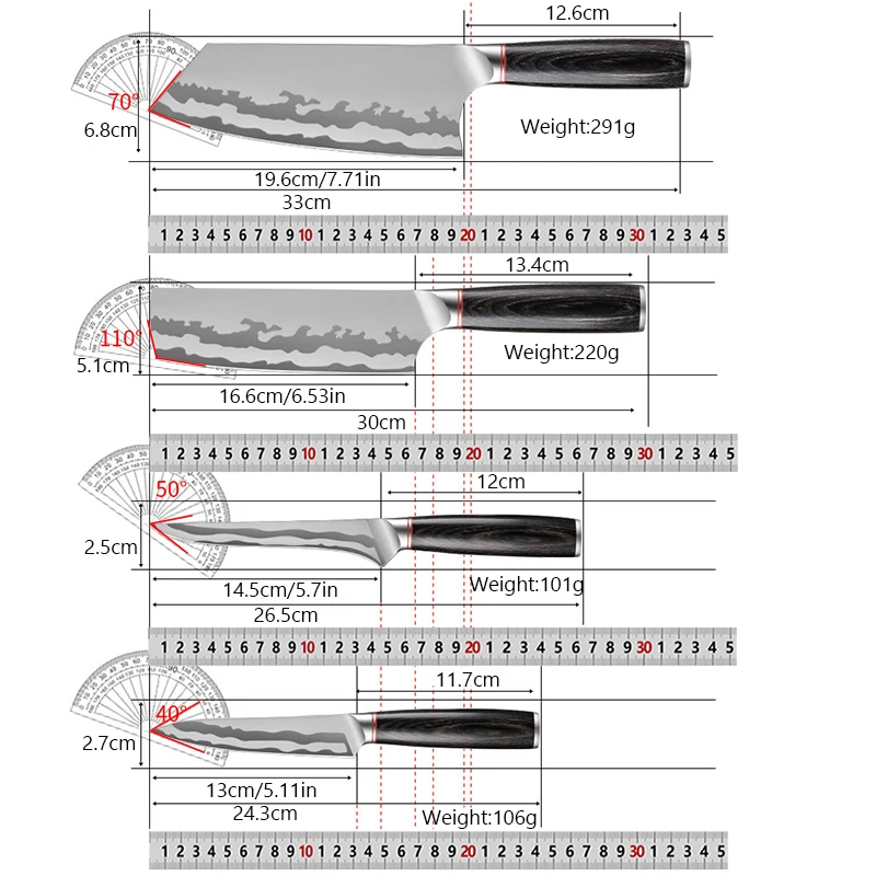 Kitchen Cleaver Forged Japanese Chef Knife Meat Slicing Boning Knife Sushi Cutting Santoku Knife Cooking Cutter Tools