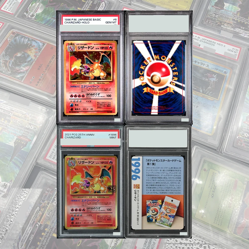 

Базовый набор 1996 года, японская версия # 6 голографических наклеек CHARIZARD-HOLO DIY для коллекционных карт PTCG, класс GEM MT 10, подарки для детей