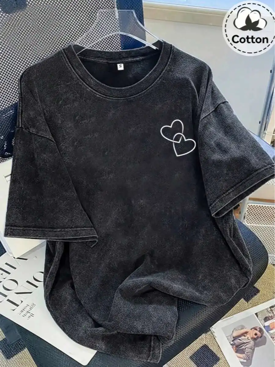 Distressed Double-Heart Graphic T-Shirt — product information 2