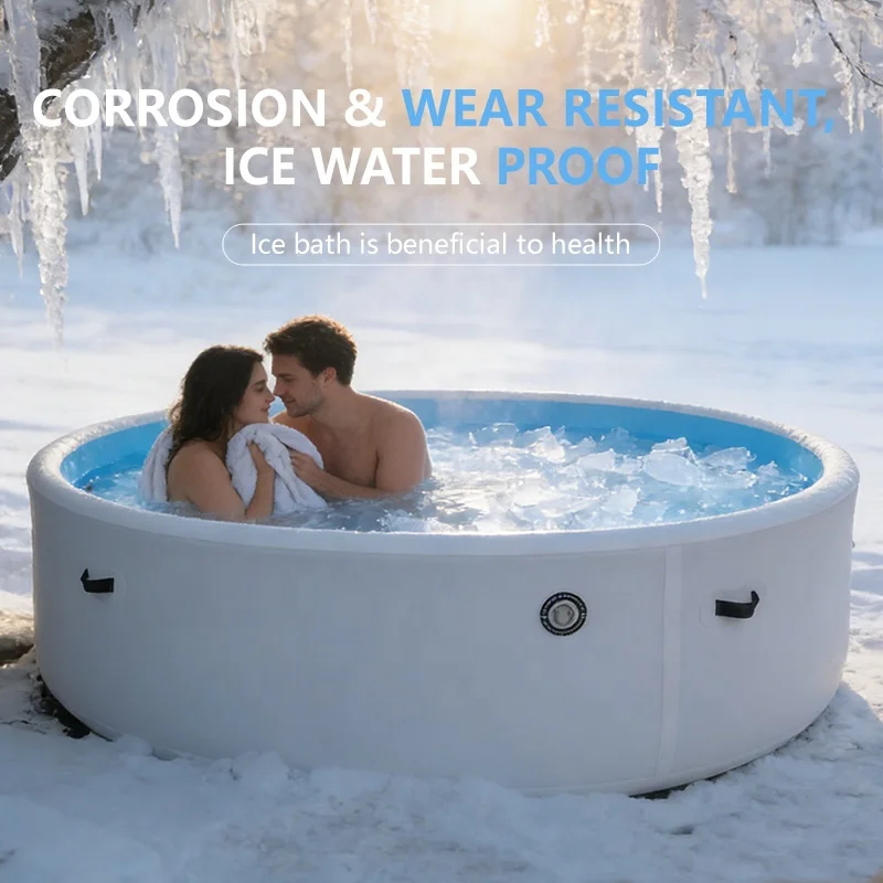High Quality Inflatable PVC Cold Plunge Tub Freestanding Ice Bath Outdoor Indoor Fitness Use Cold Water Bath Portable System