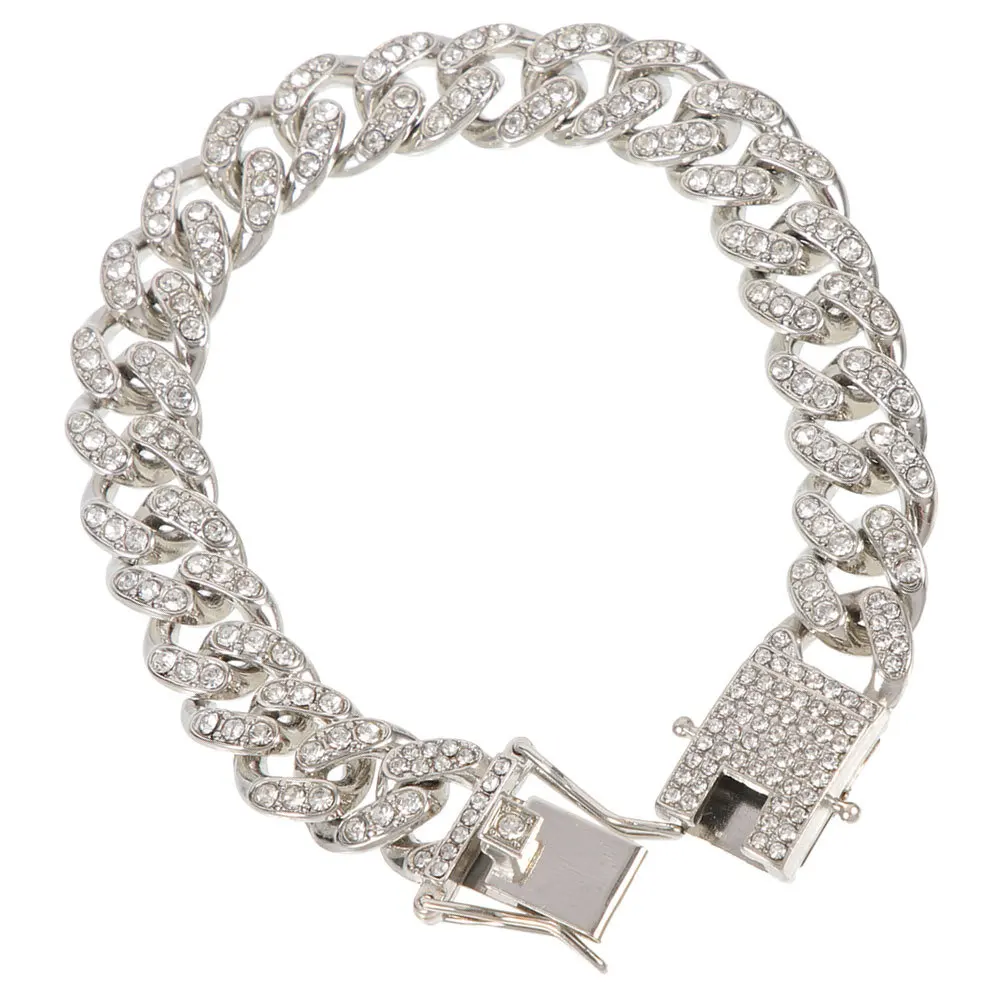 

Dog Collar Metal Link Chain For Medium Dogs Luxury Simulation Diamond Decor Stylish Pet Neck Chain Accessory Waterproof Rust