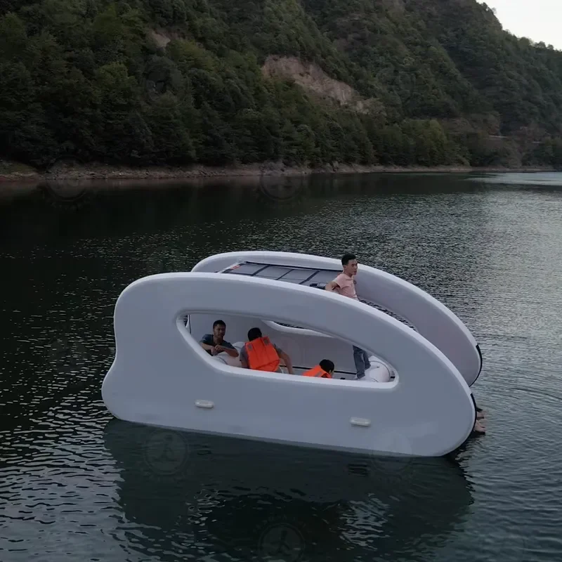 Luxury Catamaran Electric Boat Solar Powered Inflatable 6 Seater Stable Sports Rafting Light Watercraft for Fishing and